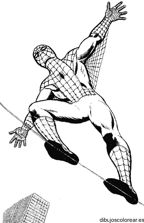 Dibujo de Spiderman en una cuerda para colorear