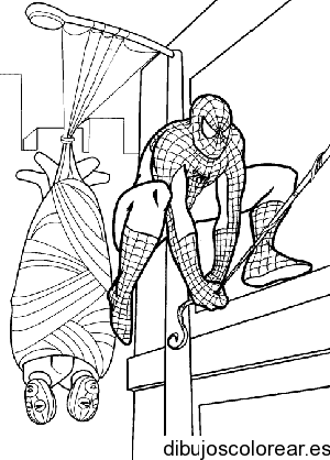 Dibujo de Spiderman en una ventana para colorear