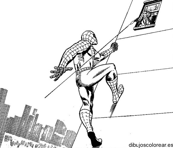 Dibujo de Spiderman escalando para colorear