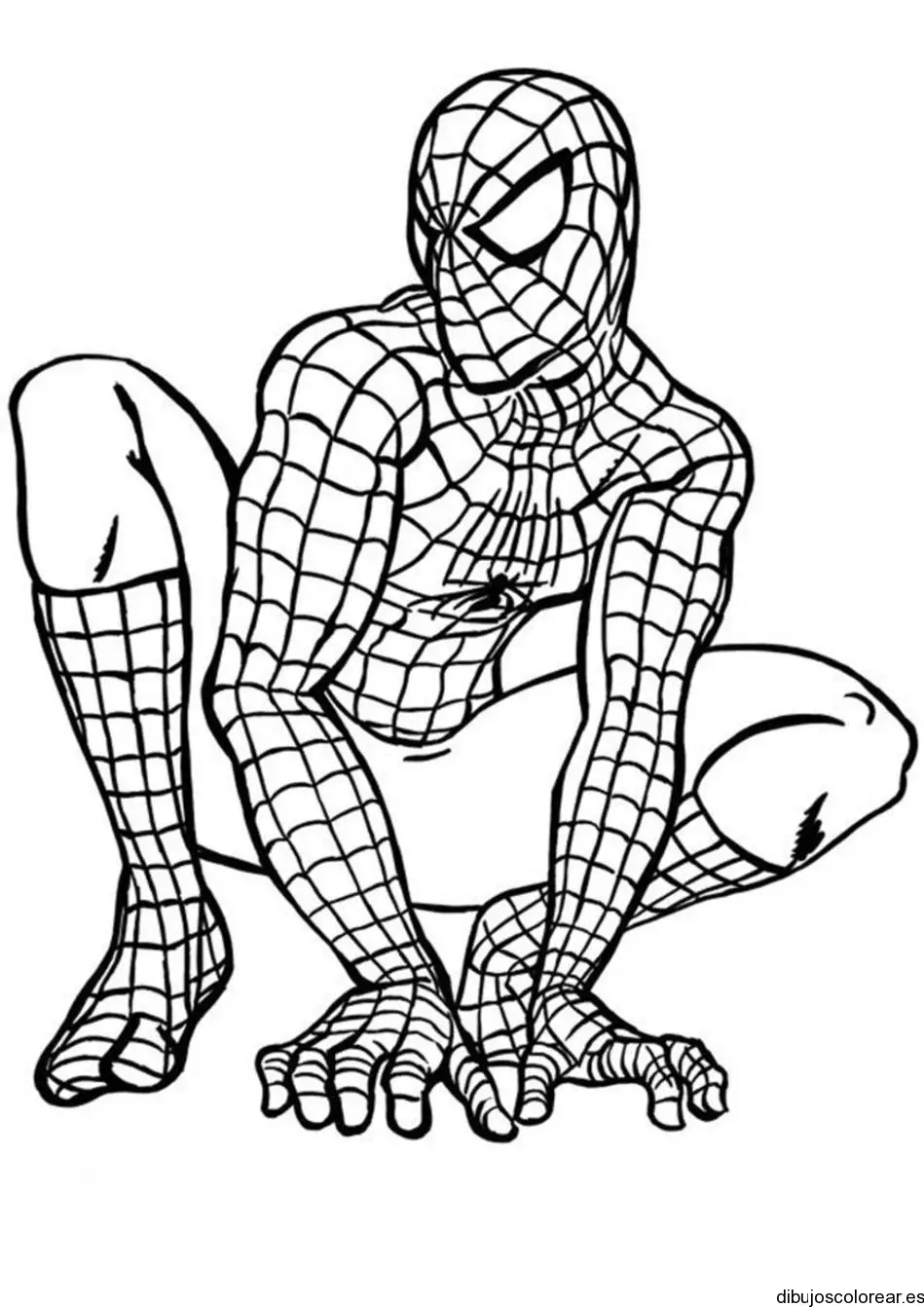 Dibujo de Spiderman sentado para colorear