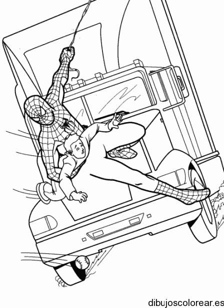 Dibujo de Spiderman y un camión para colorear