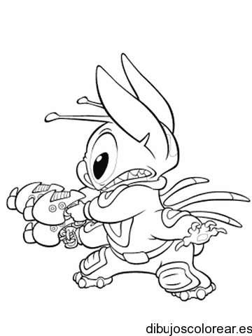 Dibujo de Stitch bailando para colorear