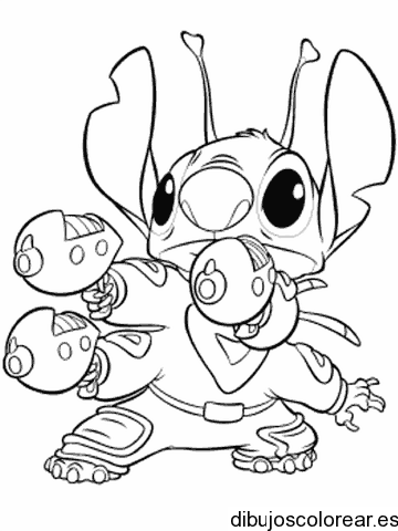 Dibujo de Stitch con maracas para colorear