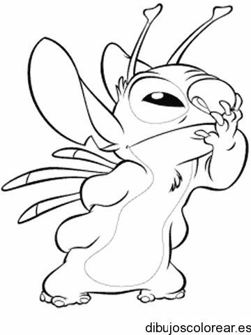 Dibujo de Stitch pensando para colorear