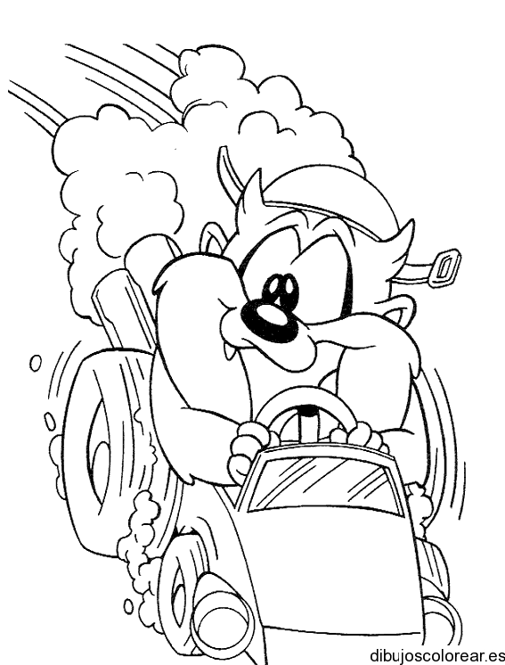 Dibujo de Taz en un cochecito para colorear