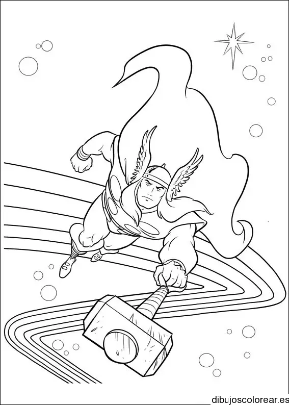 Dibujo de Thor corriendo para colorear