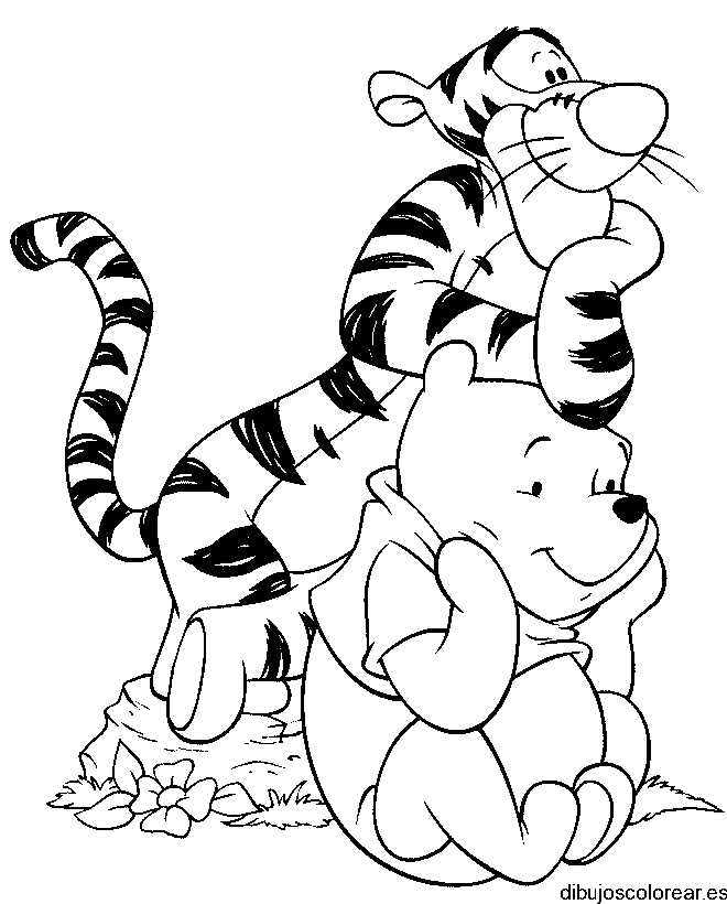 Dibujo de Tiger y Winnie Pooh para colorear