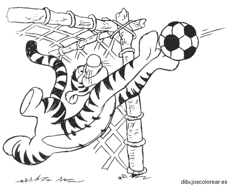 Dibujo de Tigger atrapando la bola para colorear