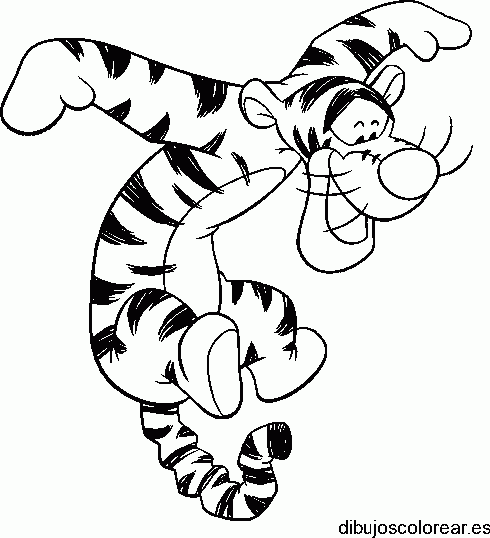 Dibujo de Tigger jugando con la cola para colorear