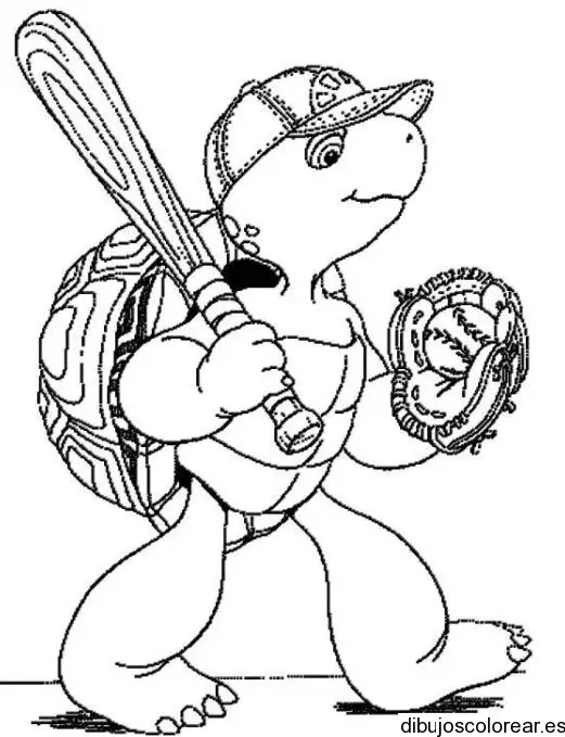 Dibujo de Tortuga jugando beisbol para colorear