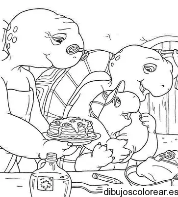 Dibujo de tortugas en familia para colorear