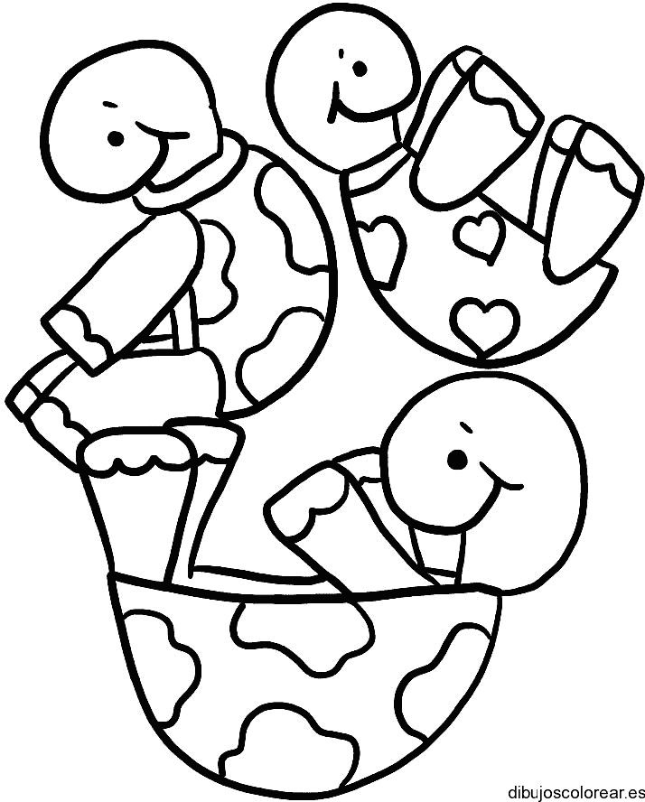 Dibujo de tortugas jugando para colorear