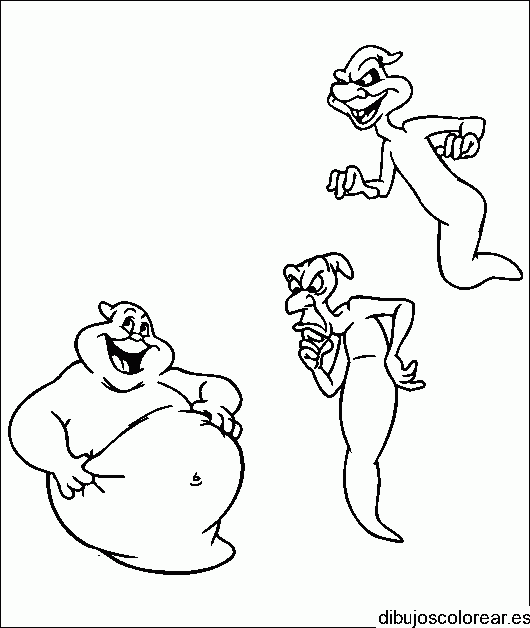 Dibujo de tres fantasmas charlando para colorear