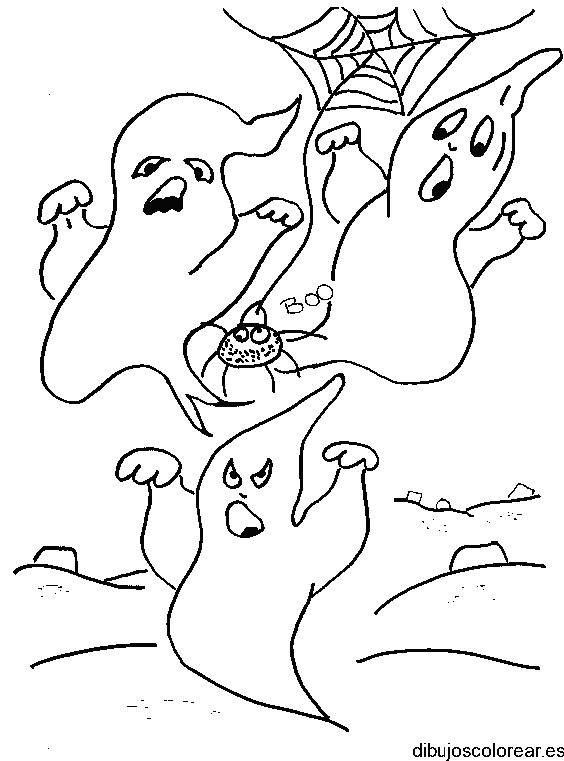 Dibujo de tres fantasmas para colorear