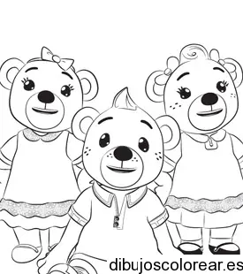 Dibujo de tres ositos para colorear