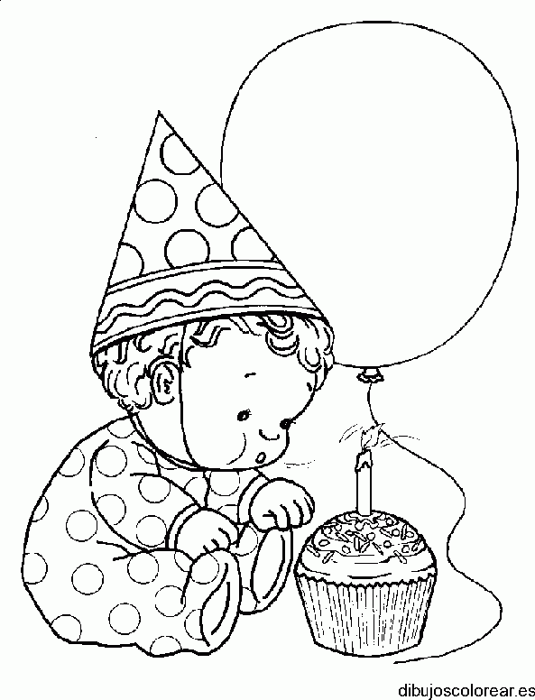 Dibujo de un bebé para su cumpleaños para colorear