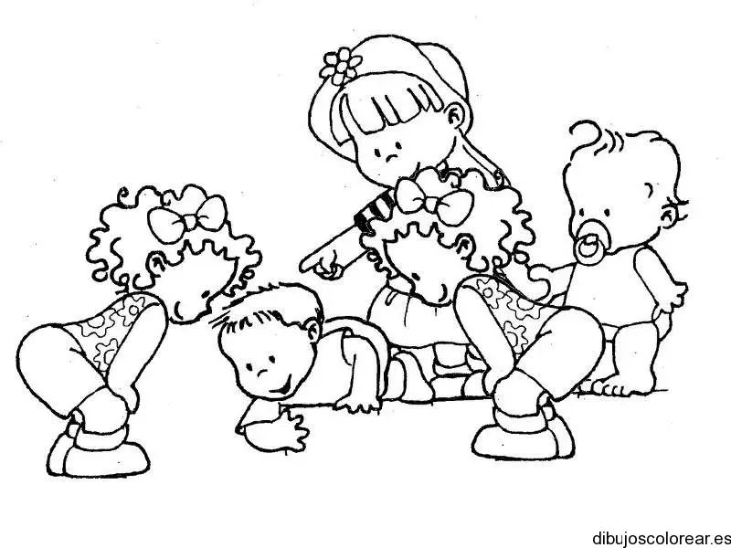 Dibujo de un bebé y niños para colorear