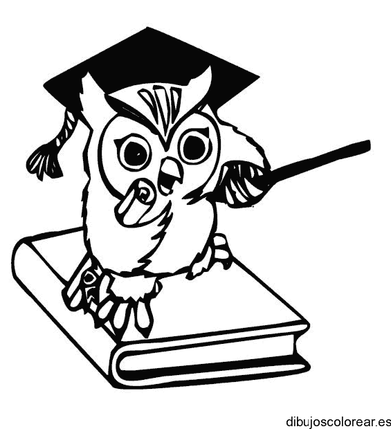 Dibujo de un búho con toga para colorear