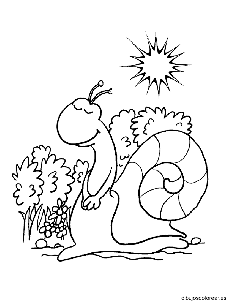 Dibujo de un caracol muy sonriente para colorear