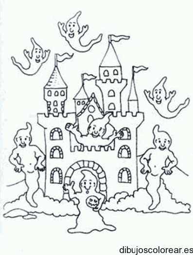 Dibujo de un castillo de fantasmas para colorear