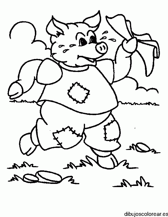 Dibujo de un cerdito corriendo para colorear
