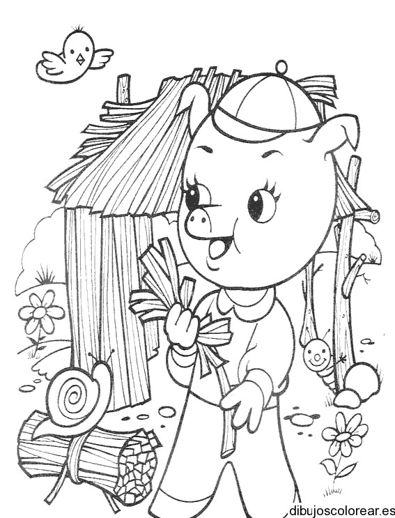 Dibujo de un cerdito granjero para colorear