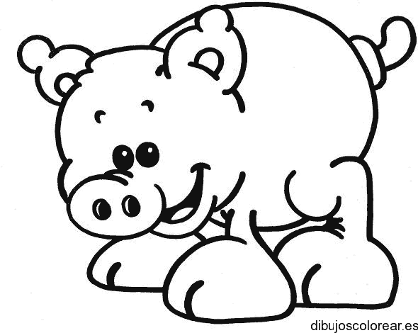 Dibujo de un cerdito sonriendo para colorear