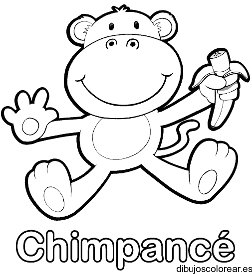 Dibujo de un chimpancé con una banana para colorear