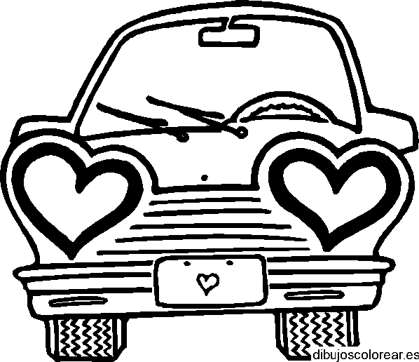 Dibujo de un coche con corazones para colorear