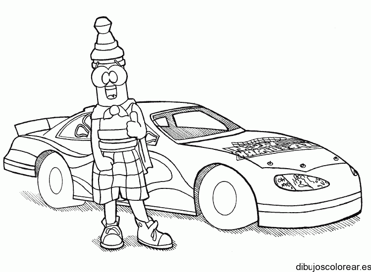 Dibujo de un coche y un robot para colorear