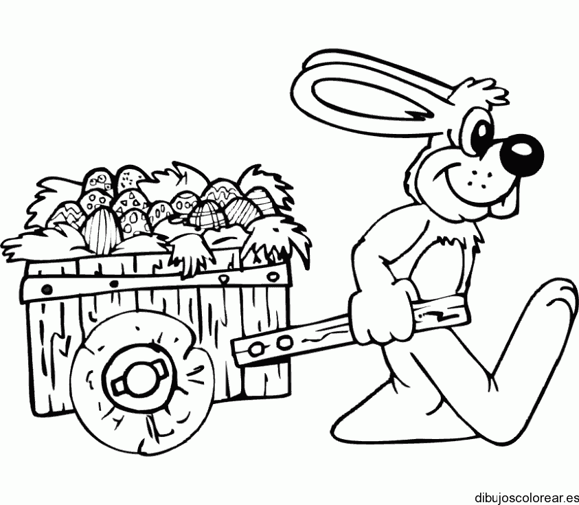 Dibujo de un conejo con huevos de pascua para colorear