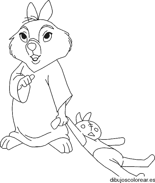 Dibujo de un conejo con su muñeco para colorear