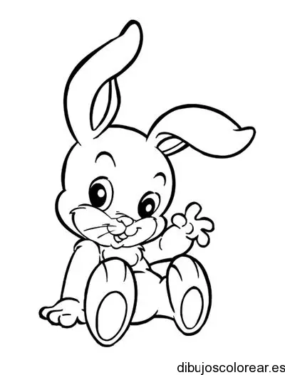 Dibujo de un conejo sentado para colorear