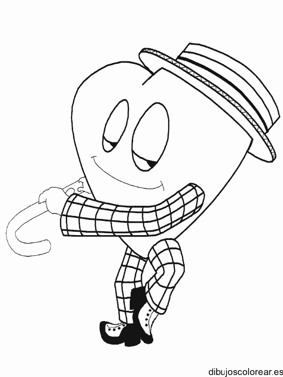 Dibujo de un corazón bailarín para colorear