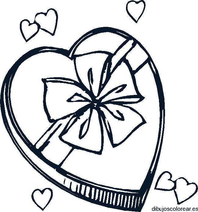 Dibujo de un corazón con bombones para colorear