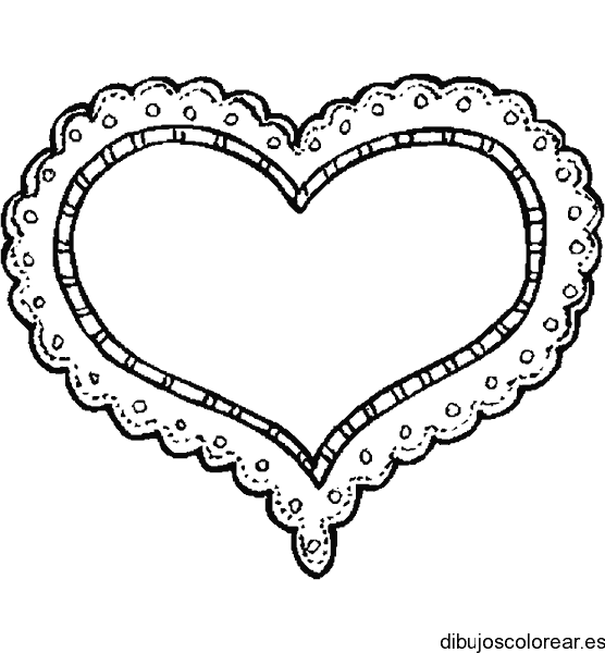 Dibujo de un corazón con encaje en la orilla para colorear