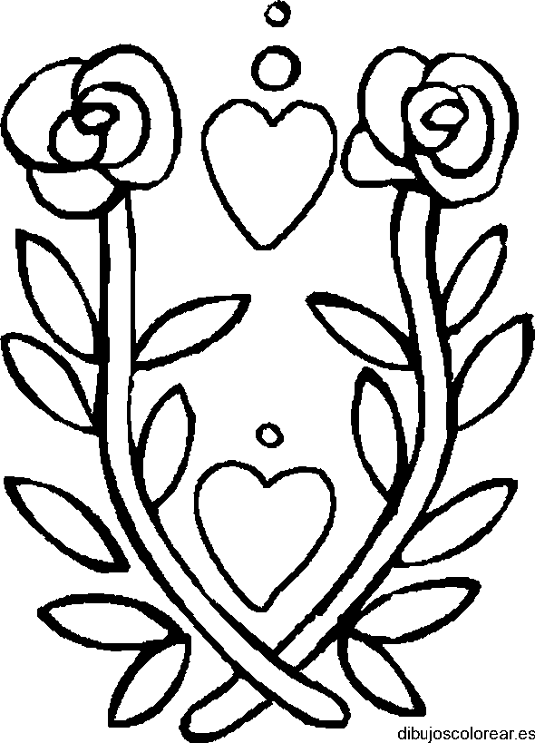 Dibujo de un corazón con rosas para colorear