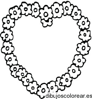 Dibujo de un corazón de flores para colorear