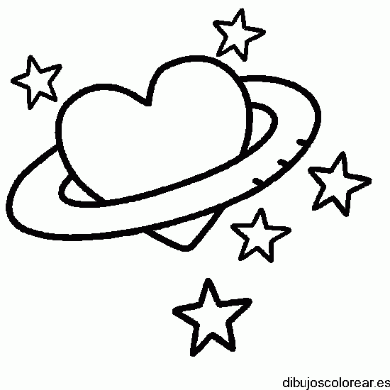 Dibujo de un corazón en las estrellas para colorear