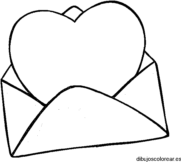 Dibujo de un corazón en un sobre para colorear