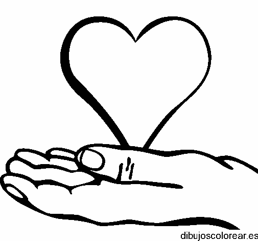 Dibujo de un corazón en una mano para colorear