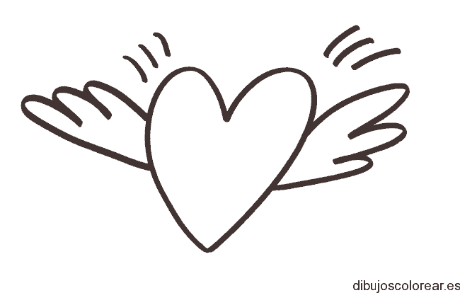 Dibujo de un corazón que vuela para colorear