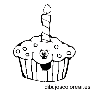 Dibujo de un cupcake de cumpleaños para colorear