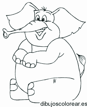 Dibujo de un elefante con miedo para colorear