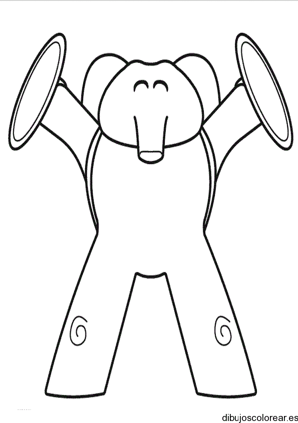 Dibujo de un elefante con platillos para colorear