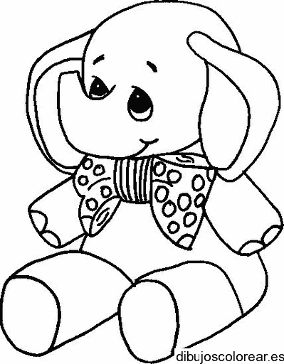 Dibujo de un elefante con un lazo para colorear