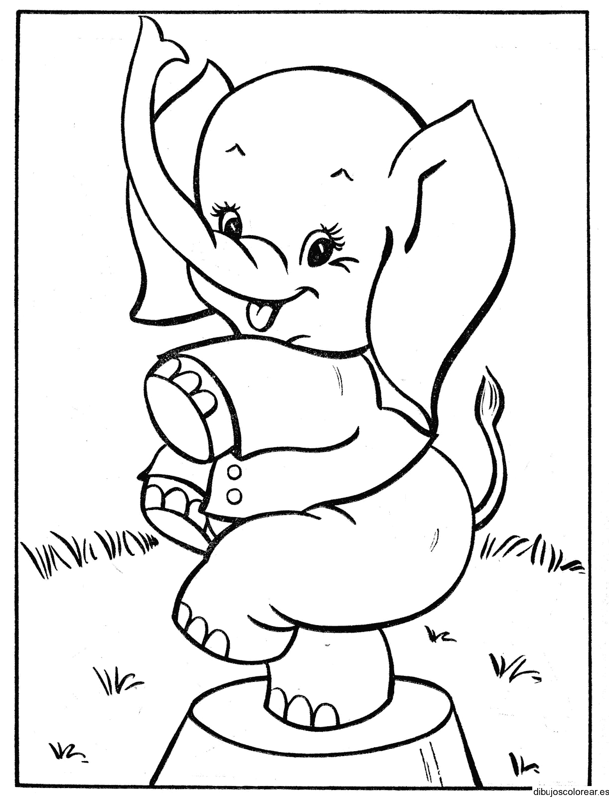 Dibujo de un elefante de circo para colorear