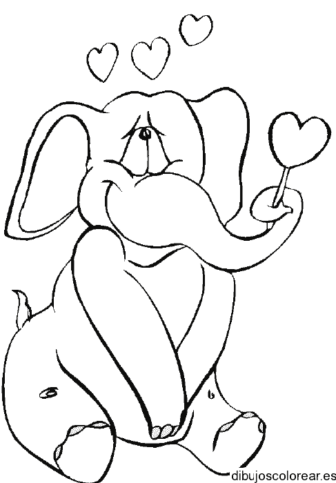 Dibujo de un elefante enamorado para colorear
