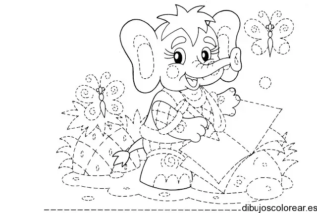 Dibujo de un elefante estudiante para colorear
