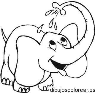 Dibujo de un elefante que se baña para colorear